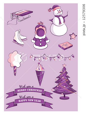 Set of New Year and Christmas items Set of New Year and Christmas items 12579306
