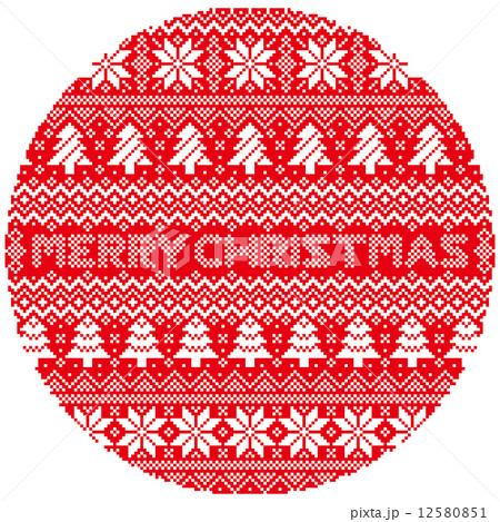 Merry Christmas　ノルディック柄の円 12580851