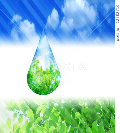 水滴の中のエコロジー風景のイラスト素材