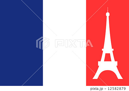 French Flag And Eiffel Tower Stock Illustration