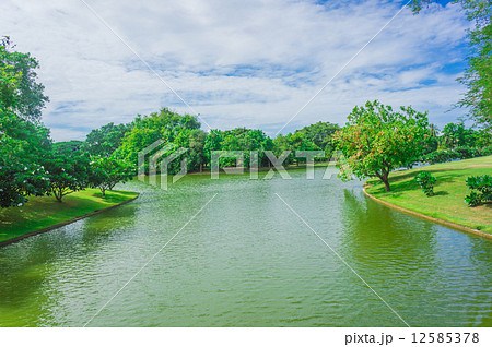 Green park outdoor with blue sky cloud Green park outdoor with blue sky cloud 12585378