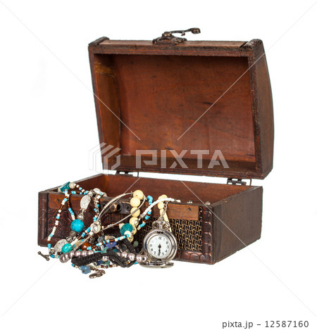Open chest of jewelery 12587160