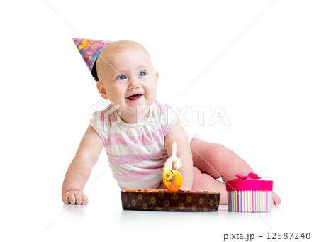 baby girl with birthday cake baby girl with birthday cake 12587240