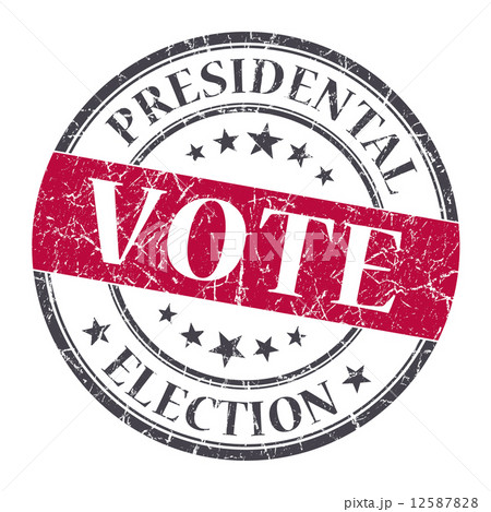 Vote red round grungy stamp isolated on white background 12587828