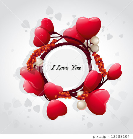 Valentine's card with red hearts and pearls Valentine's card with red hearts and pearls 12588104