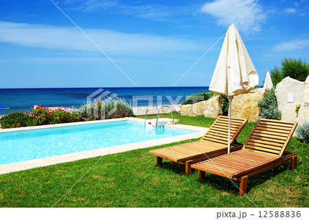 Swimming pool at luxury villa, Crete, Greece 12588836