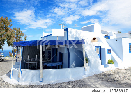 The traditional restaurant on Santorini island, Greece 12588917