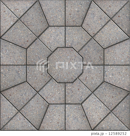 Gray Pavement Slabs  in the Form of Spiderweb. 12589252