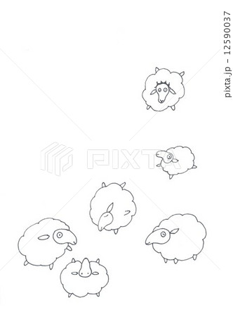 羊　塗り絵 12590037