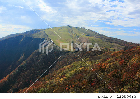 紅葉の琵琶湖バレイの写真素材