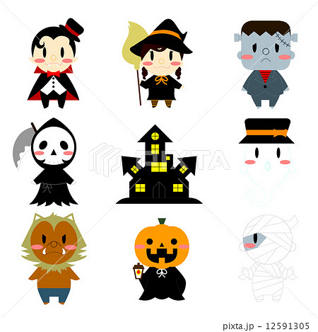 ハロウィン キャラクターアイコンのイラスト素材