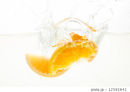 Orange Slices falling deeply under water with a big splash Orange Slices falling deeply under water with a big splash 12591641