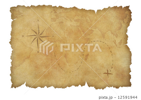 Pirates' parchment treasure map isolated with clipping path included 12591944