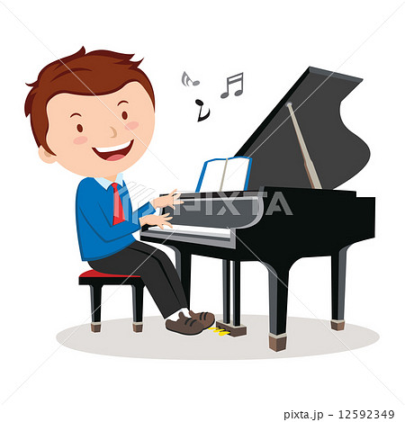 Boy Playing Piano Pianist のイラスト素材
