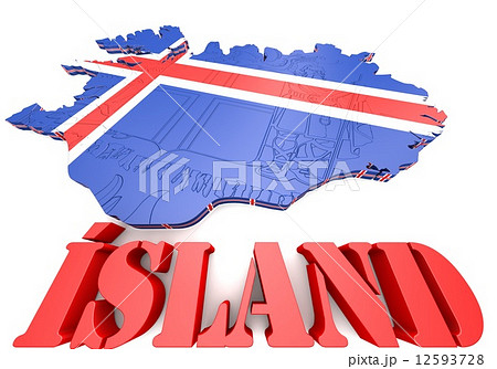 map illustration of Iceland with flag 12593728