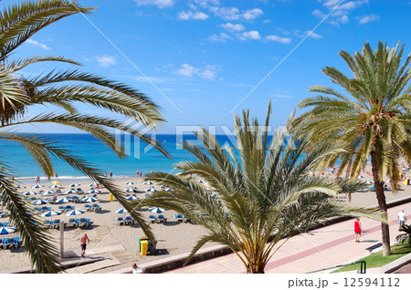 The tourists enjoying clear water at the beach, Tenerife, Spain 12594112