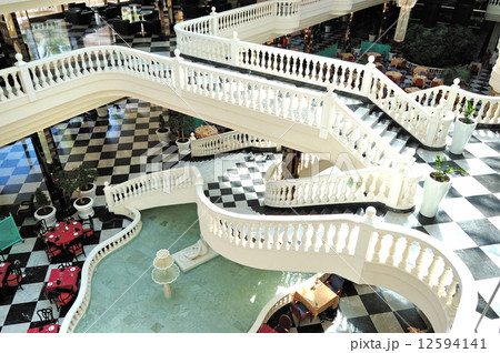 Restaurant's interior with staircases at the luxury hotel, Tener Restaurant's interior with staircases at the luxury hotel, Tener 12594141