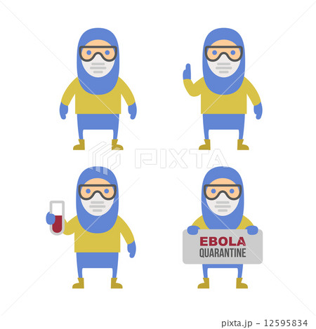 Scientist in Protective Yellow Gear. Cartoon Style Vector Set 12595834