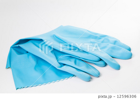Household rubber blue gloves 12596306