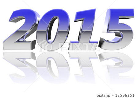 Chrome 2015 digits with color gradient reflections on glossy white background 12596351