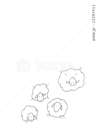 羊　塗り絵 12597411