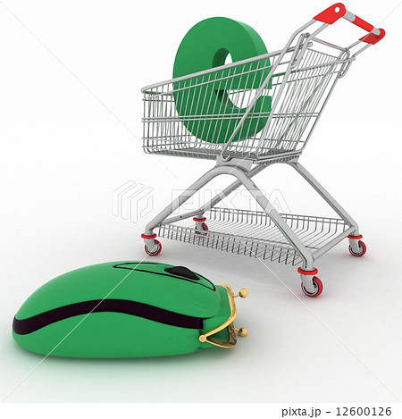 shopping cart and hybrid of computer mouse and purse - the symbol of e-commerce 12600126