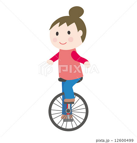 一輪車と女の子のイラスト素材