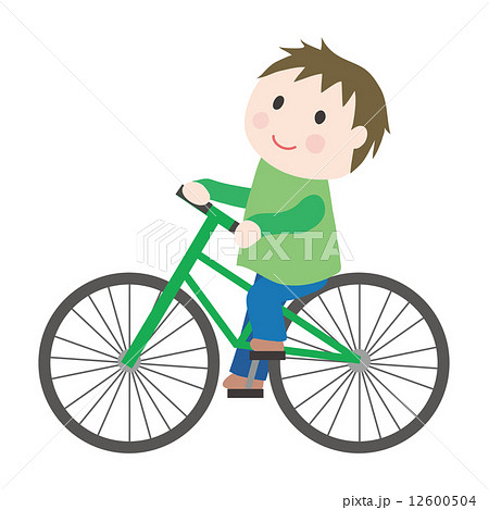 自転車に乗る男の子のイラスト素材