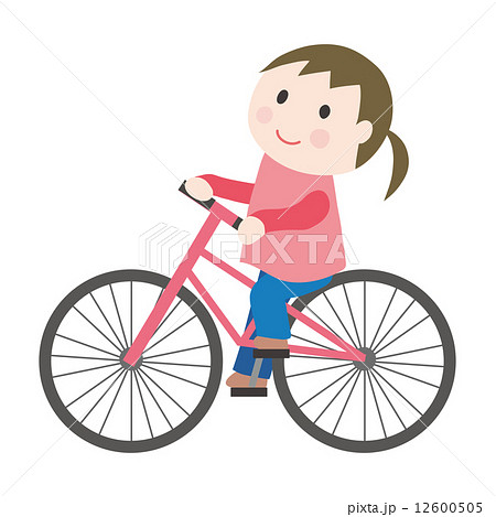 自転車に乗る女の子のイラスト素材 12600505 Pixta