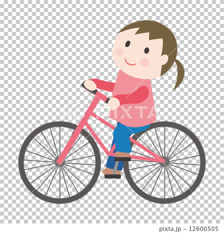 自転車に乗る女の子のイラスト素材