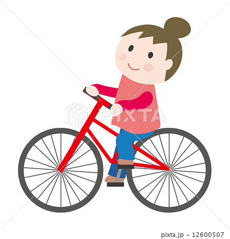 自転車に乗る女の子のイラスト素材