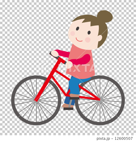 自転車に乗る女の子のイラスト素材