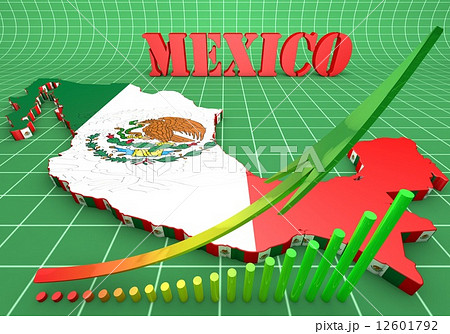 map illustration of Mexico with flag 12601792