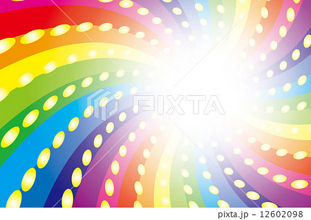 背景素材壁紙 レインボー 虹 虹色 七色 放射放 射状 光の玉 のイラスト素材