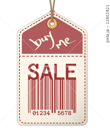 Vintage sale tag with stitches. 12602821