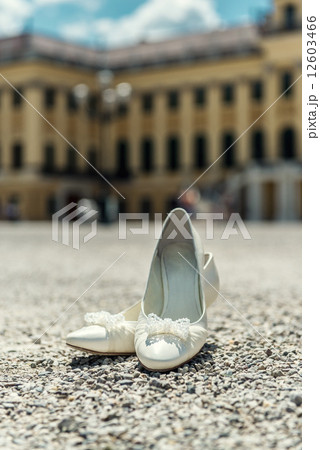 White bridal elegant shoes outdoors 12603466