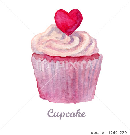 watercolor cupcake hand painted illustration. Eps10 watercolor cupcake hand painted illustration. Eps10 12604220