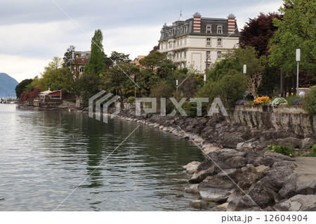 Lake Geneva and view of Montreux, Switzerland. Lake Geneva and view of Montreux, Switzerland. 12604904