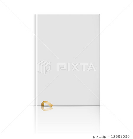 Blank vertical book template with gold bookmark. 12605036
