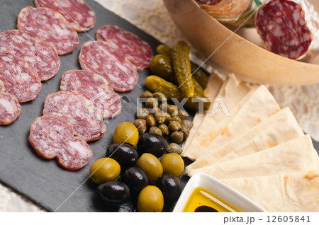 cold cut platter with pita bread and pickles cold cut platter with pita bread and pickles 12605841