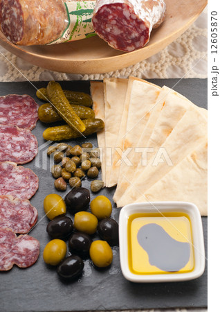 cold cut platter with pita bread and pickles cold cut platter with pita bread and pickles 12605870