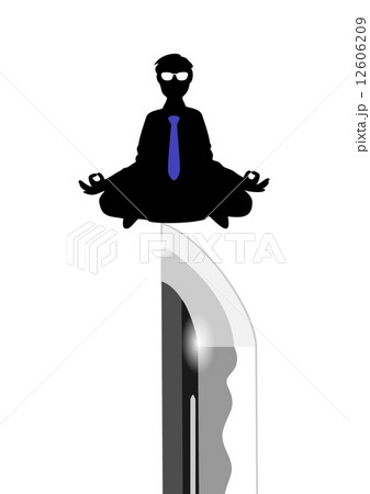 刃の上で座禅するビジネスマンのイラスト素材