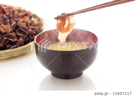 乾燥した銀杏草、味噌汁、別名：仏の耳 12607217