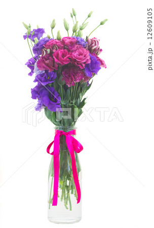 bunch  of  violet and mauve eustoma flowers 12609105