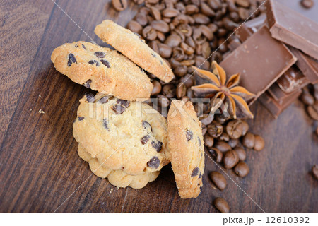 Cookies, coffee beans and chocolate Cookies, coffee beans and chocolate 12610392