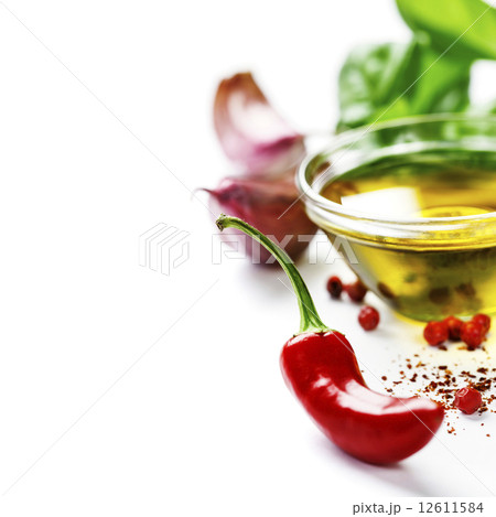 chili peppers with herbs and spices chili peppers with herbs and spices 12611584
