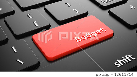 Budget on Red Keyboard Button. 12611714