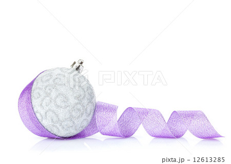 Christmas bauble and purple ribbon Christmas bauble and purple ribbon 12613285