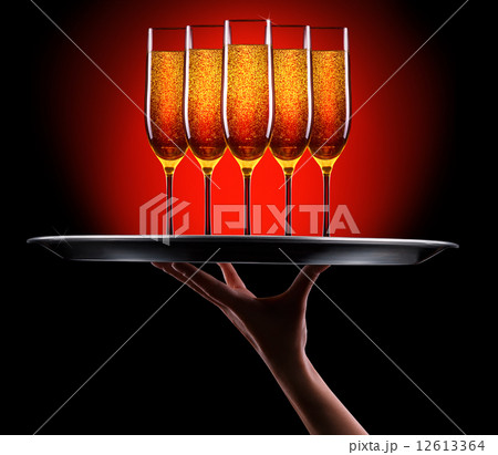 waiter hand with champagne waiter hand with champagne 12613364