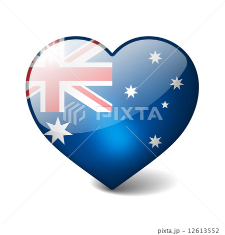 Australia 3d glass heart with realistic shadow isolated on white 12613552